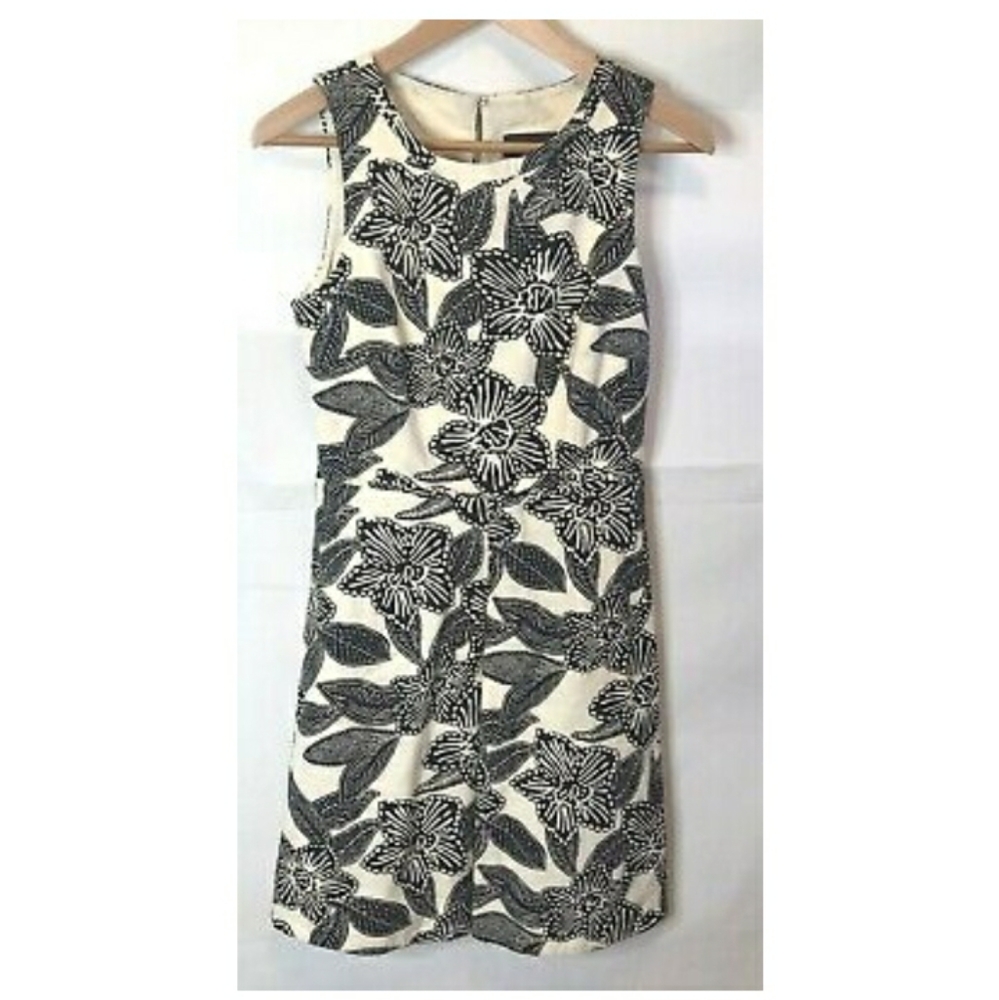 J CREW shift  Dress 2 cotton Cream Black Spring